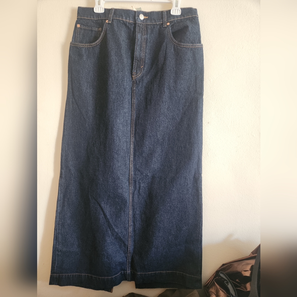 H&M Denim long skirt maxi topstitched dark blue size 6, 10 BNWT - Picture 14 of 15